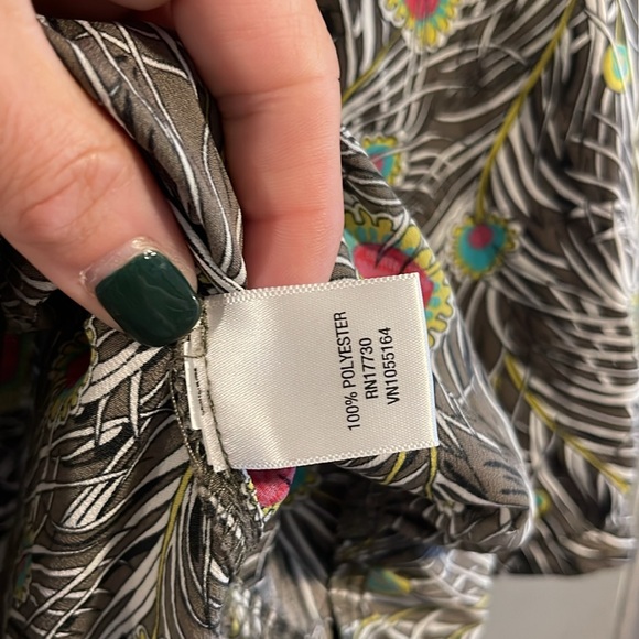 Liberty of London Shirt Women’s M Peacock‎ Feather Peplum 3/4 Sleeve Ruffle Top - Picture 3 of 5